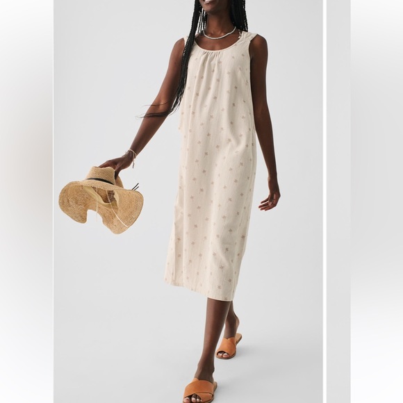 Faherty Tie Strap Organic Cotton Shift Dress - Picture 1 of 3